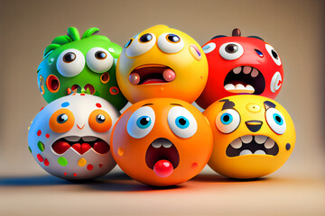 Obraz premium Emoji emoticon character background collection. Generative AI.
