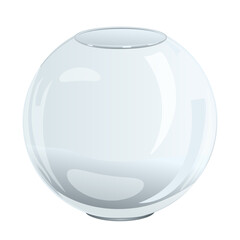 Glass round transparent empty flower bouquet vase, interior design element, round aquarium for golden fish