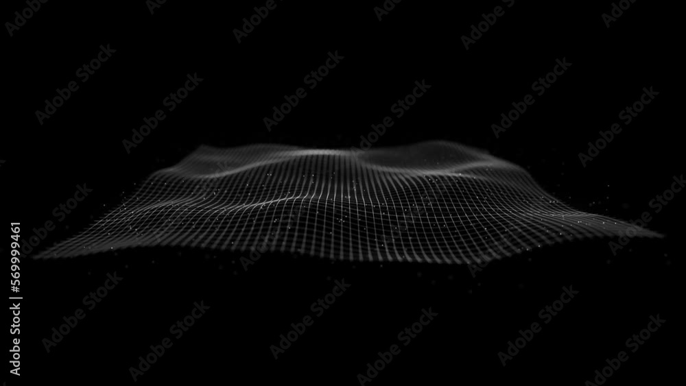 Poster abstract mesh waving fx background loop/ 4k animation of an abstract fractal background with mesh su