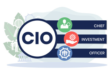 CIO Chief Investment Officer acronym. business concept background. vector illustration concept with keywords and icons. lettering illustration with icons for web banner, flyer, landing page - obrazy, fototapety, plakaty