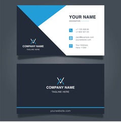 Creative dark and blue business card template, professional business card template, business card design