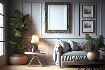 3D Render Mockup Frame in house living room