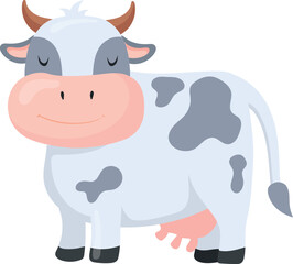 Happy cow character. Cartoon funny farm animal