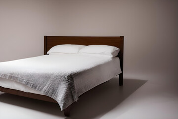 Fototapeta na wymiar bed in a hotel. bed in a room. bed in a bedroom. bed with pillows. bedroom. bed concept. bedroom concept. bedroom background. AI generated.