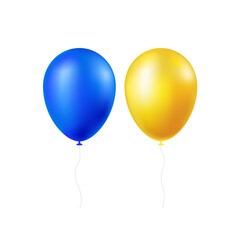 Balloons yellow and blue. Two balls 3d vector image. Colors of the Ukrainian flag.