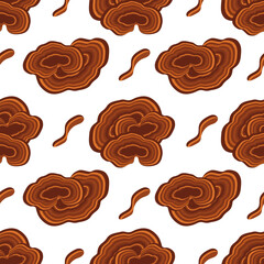 Reishi mushroom. Seamless background. Texture, pattern.