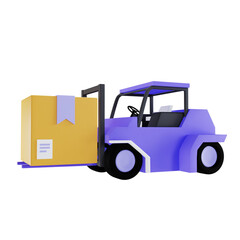 Package box moving tractor 3D Icon