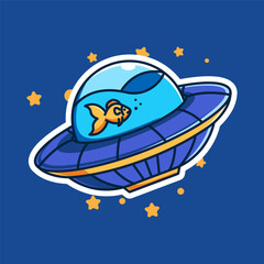 cute fish in spaceship