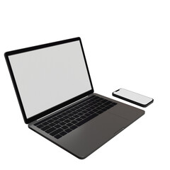 Fototapeta premium Apple Macbook and iPhone mockup 3D Icon