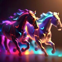 Obraz premium colorful horses gallop