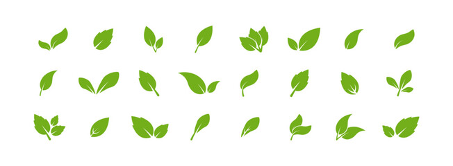 Green leaf icon set. Vector EPS 10