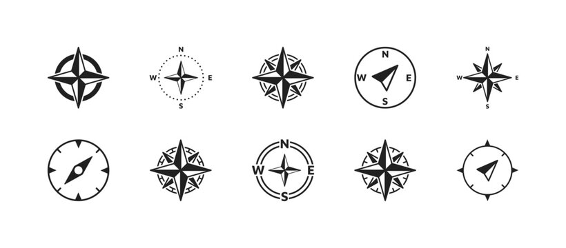 Compass icon set. Vector EPS 10