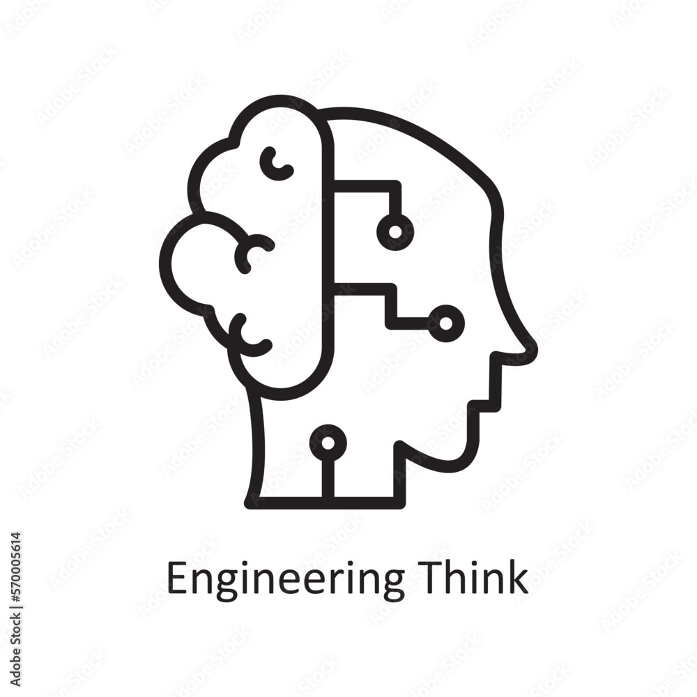Poster engineering think vector outline icon design illustration. engineering symbol on white background ep