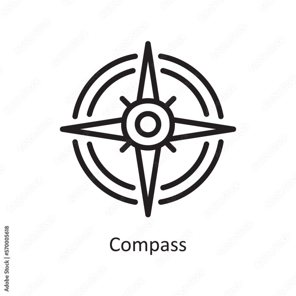 Poster compass vector outline icon design illustration. engineering symbol on white background eps 10 file