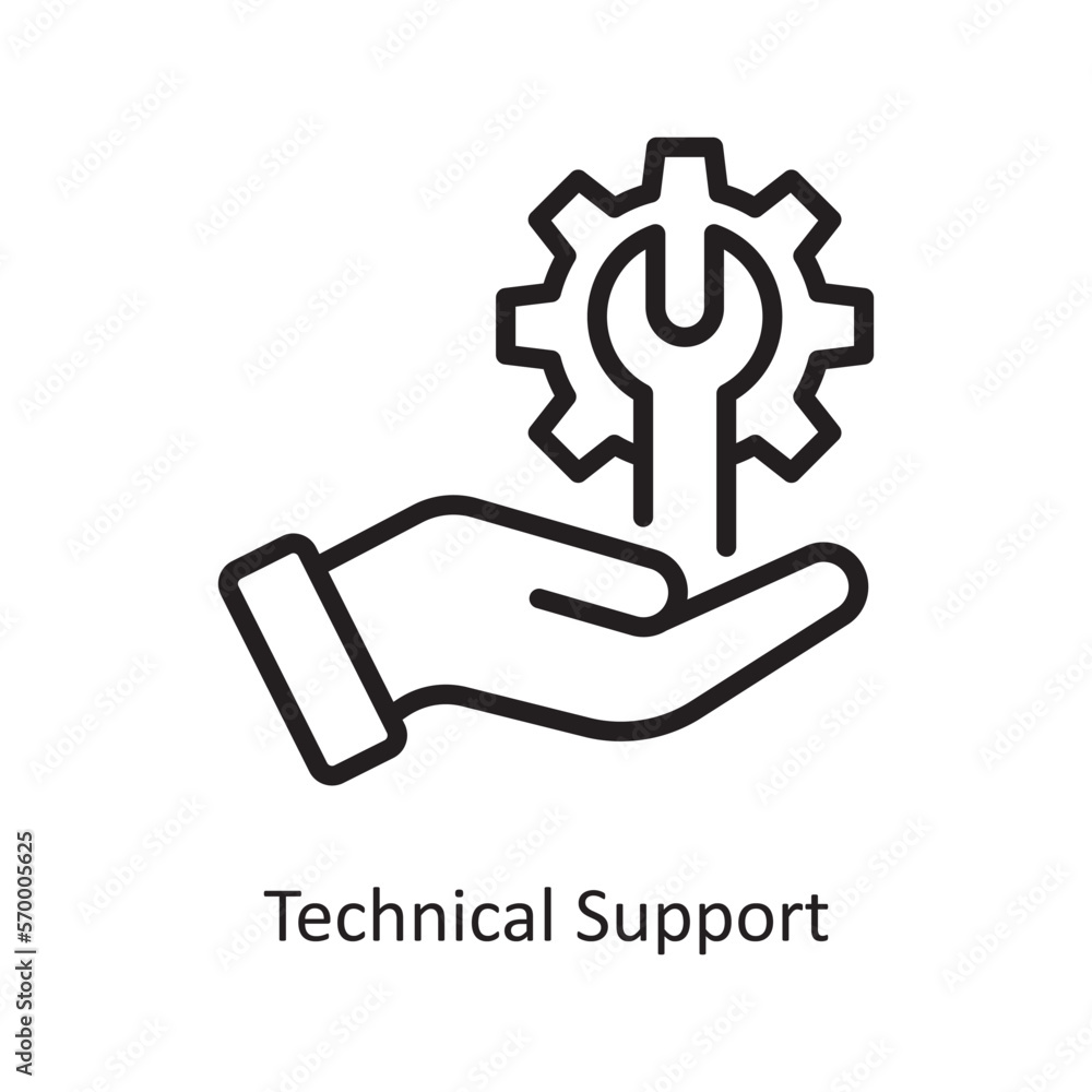 Poster technical support vector outline icon design illustration. engineering symbol on white background ep