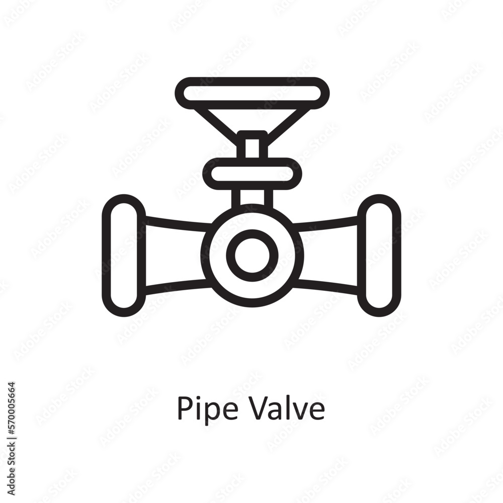 Poster pipe valve vector outline icon design illustration. engineering symbol on white background eps 10 fi