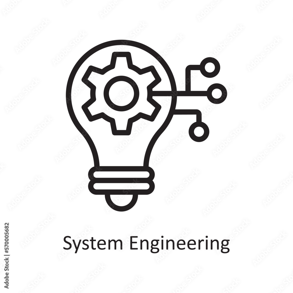 Poster system engineering vector outline icon design illustration. engineering symbol on white background e