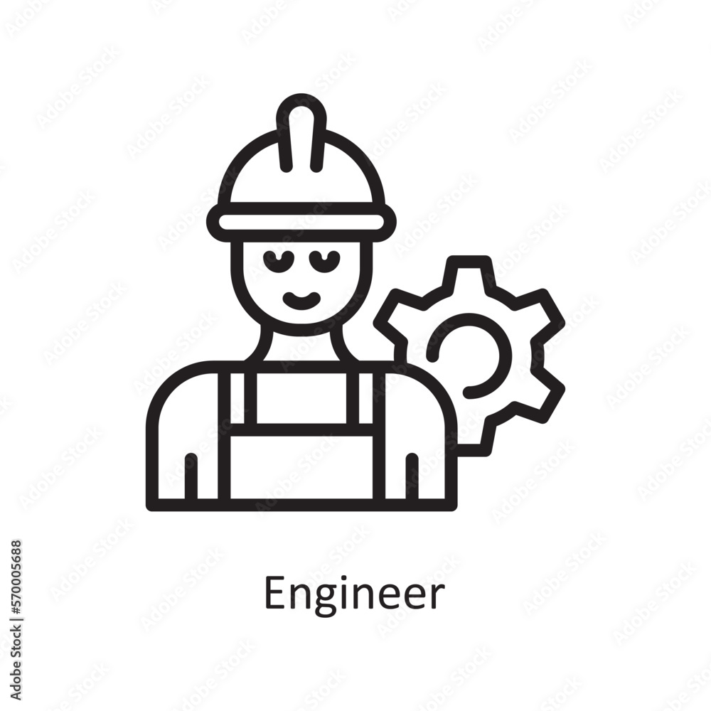 Poster engineer vector outline icon design illustration. engineering symbol on white background eps 10 file
