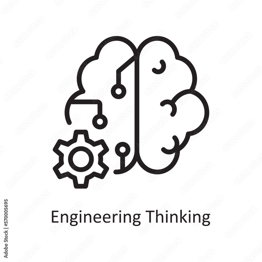 Poster engineering thinking vector outline icon design illustration. engineering symbol on white background