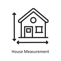 House Measurement Vector Outline Icon Design illustration. Engineering Symbol on White background EPS 10 File