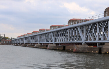 Railway bridge on Mississippi River in Moline