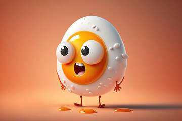 Cute 3D cartoon of egg character. Generative AI