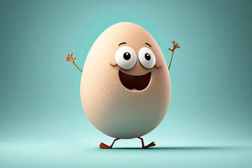 Cute 3D cartoon of egg character. Generative AI