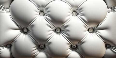  white leather couch with diamond studded buttons texture, 3d illustration