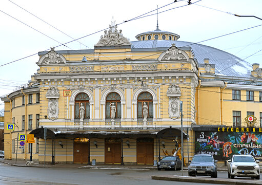 Circus Ciniselli, first brick-built circus in Russia on cold winter day. Saint Petersburg