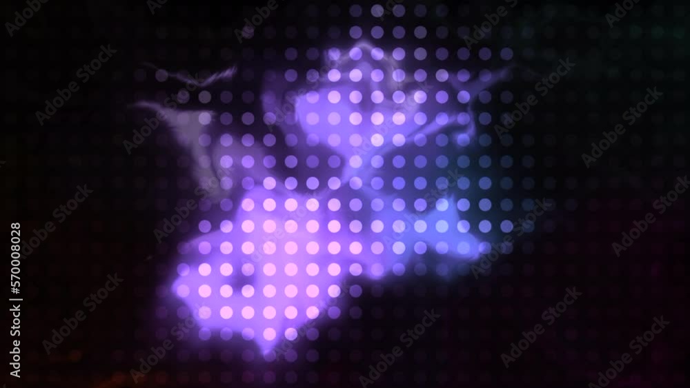 Poster rows of tiles and colorful stains surrounded by black background. motion. moving colorful shapes and