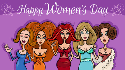 Fototapeta na wymiar Women's Day design with comic women group