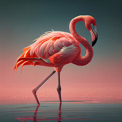 Flamant rose c&eacute;leste IA g&eacute;n&eacute;rative