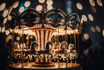 fantasy magical carousel most amazing intricate carousel in the world fairy lights tiny pixies flying in the air,generative ai.