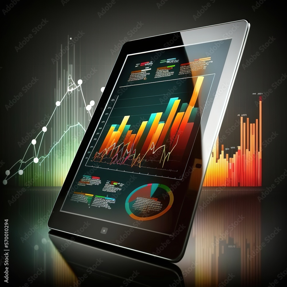 Poster analysis economic and calculates financial data and target for long-term investments and profitabili