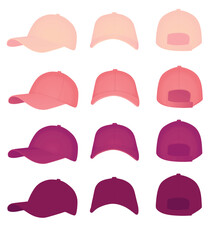 Purple baseball cap set.  vector illustration