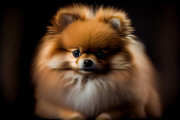 Obraz premium Portrait of cute pomeranian dog. Generative AI.