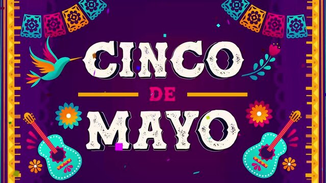 Day of the dead offering, Mexican ofrenda with a picture and lettering in Spanish. Cinco de Mayo - Editable Vector Text Effect - May 5, holiday in Mexico. Fiesta banner movie poster design