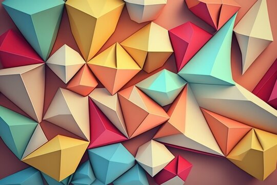 Background made of geometric origami. Generative AI