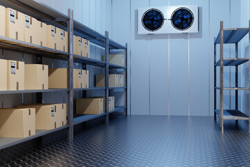 Refrigeration chamber for food storage 3d image