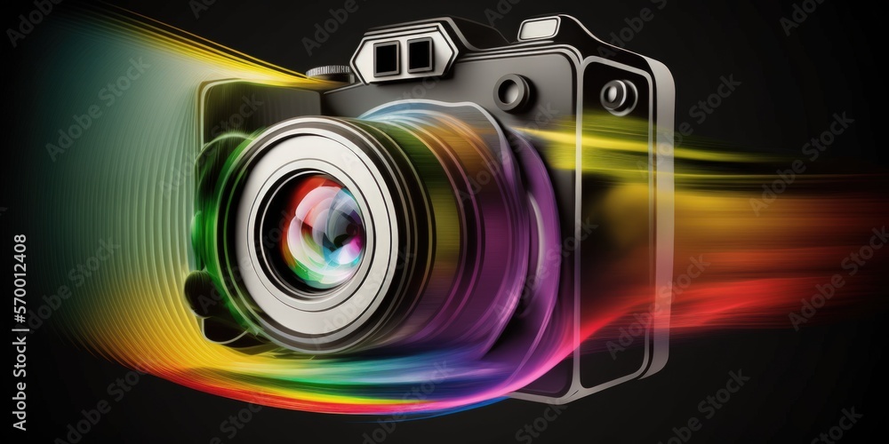 Poster black background with an abstract blurred colorful light effect. moving camera captured in a long ex
