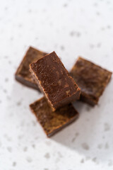 Homemade chocolate peanut butter fudge
