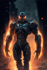 Fototapeta premium Robot Villain Gaming/Movie Character generative ai illustration
