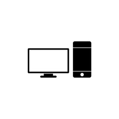 Computer icon image. Computer icon isolated on black background.