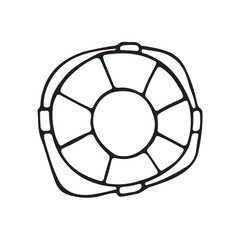 Lifebuoy isolated on white background. Buoy with rope. Water safety. Vector illustration