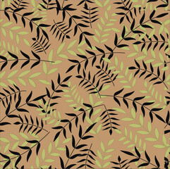 Abstract pattern of autumn leaves. Repeating abstract background. Use as banner, cover for phone cases, prints for clothes and bags, business notepad, books.Vector illustration