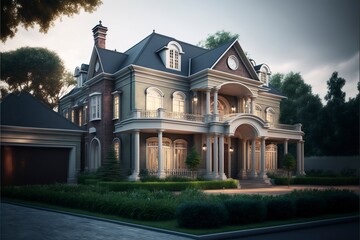 Fototapeta premium 3d beautiful residential house render.Generative AI