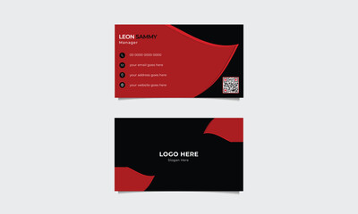 Red and black modern business card template.Vector abstract name card.