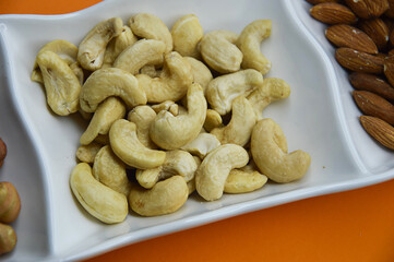 fresh nuts, proper natural nutrition. background for the design.