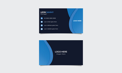 Blue vector name card template.Creative, modern, and simple business card.