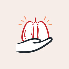 Lung health care icon hand drawn doodle vector drawing illustration